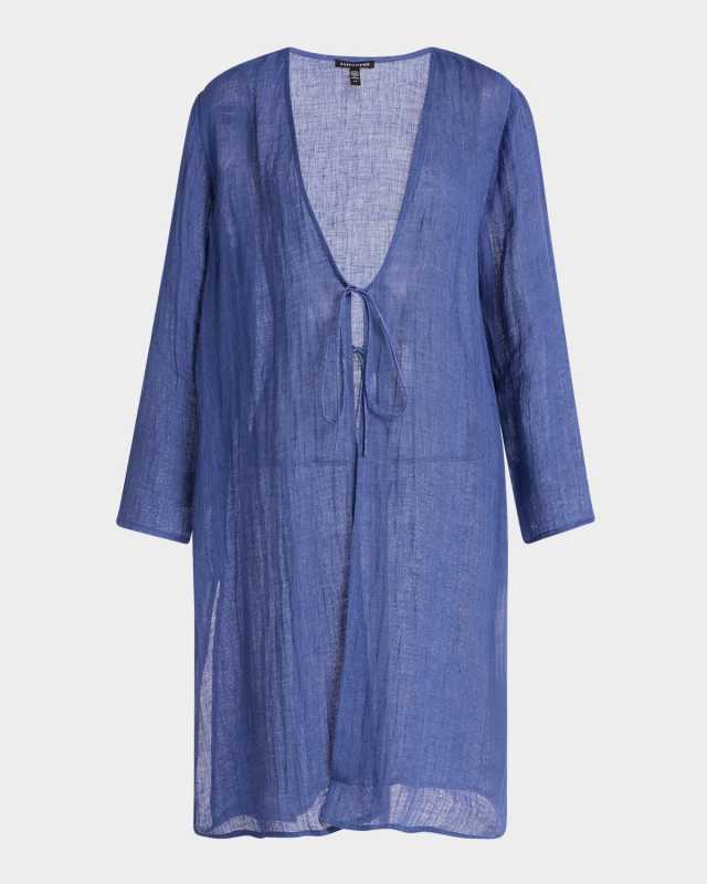 Tie-Front Gauzy Organic Linen Jacket